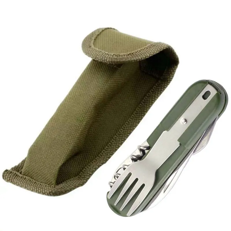 Garfos de panela longa Backpack Backpack Fork Sperk Fork Aço inoxidável dobra a faca colher colher conjunto de talheres de talheres de tabela de tabela de tabela de tabela de tabela 230302