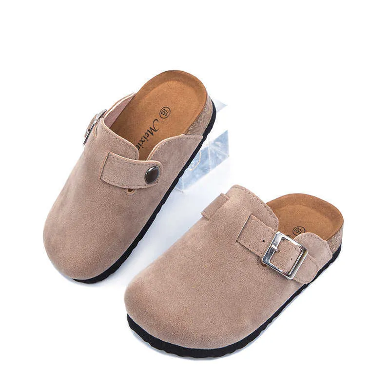 Slipper Girls Cork Slippers Kids shoes Home Shoes baby boys Children Fashion Suede Casual Sandals 2021 spring summer T230302