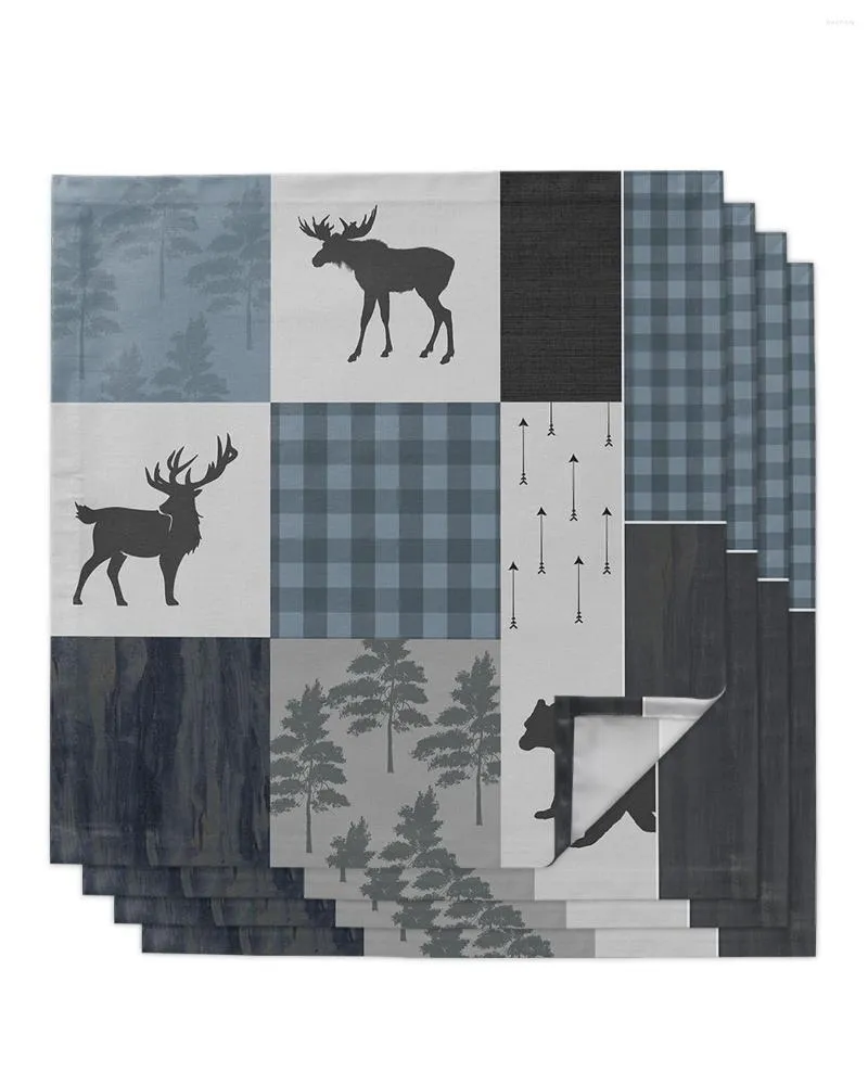 Table Napkin Vintage Country Style Bear Moose Woods 4/6/8pcs Kitchen 50x50cm Napkins Serving Dishes Home Textile Products