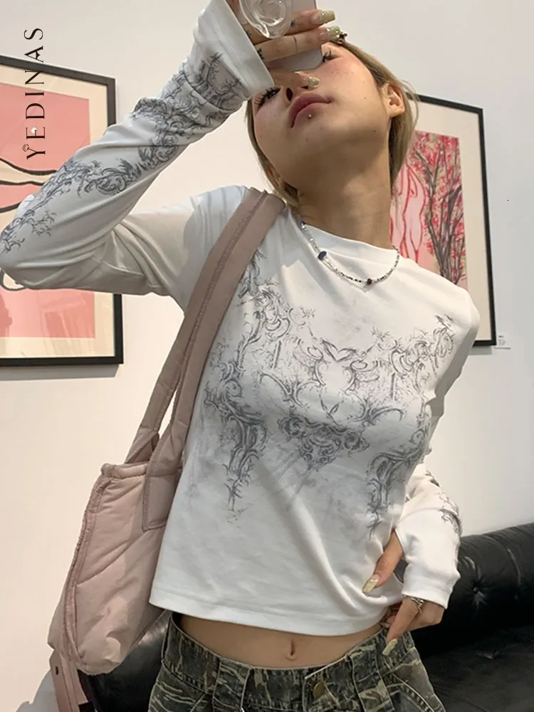 Yedinas Streetwear Y2k T Shirt Femmes Vetements A Manches Longues Style Coreen Grunge Esthetique Vintage Graphique T Shirt Femme Automne 230301 Du 8 53 DHgate