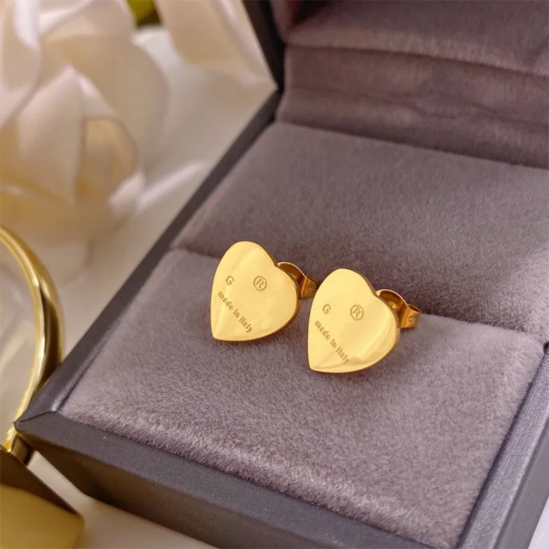 Boucles d'oreilles à breloques en or pour femmes, boucles d'oreilles en forme de cœur de luxe haut de gamme, cadeau de noël, de saint-valentin, de styliste