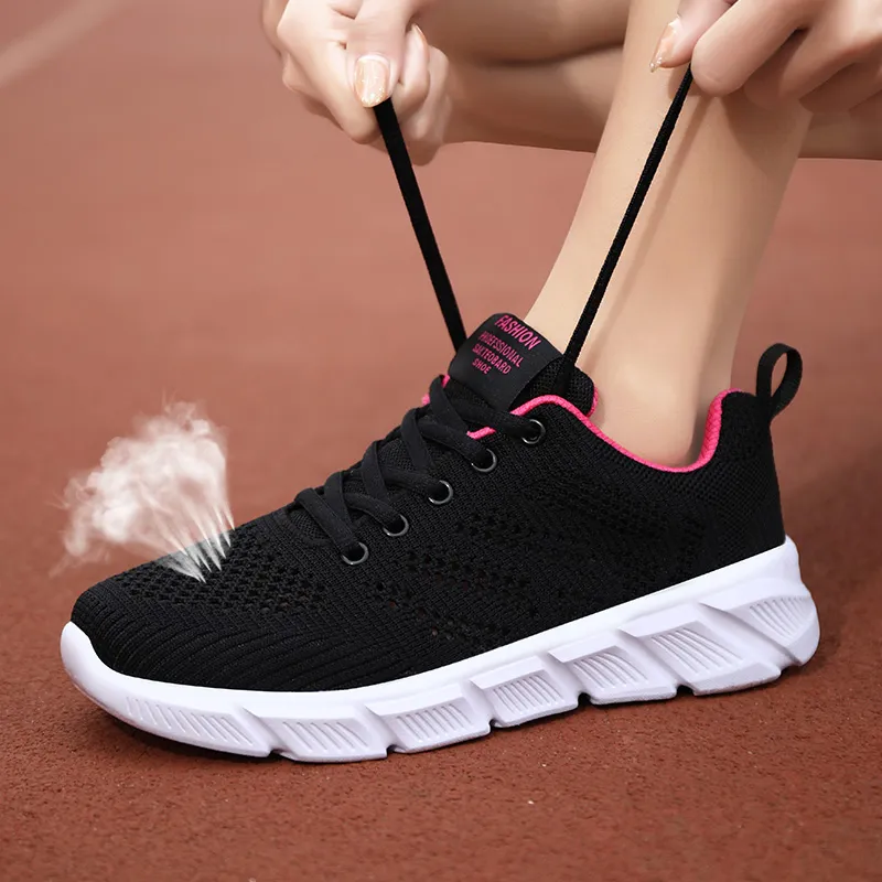 Designer women spring breathable running shoes black purple black rose red womens outdoor sports sneakers Color40