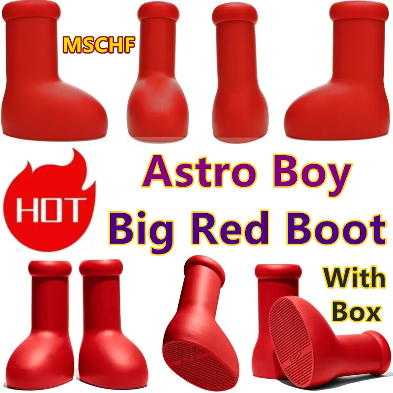 Big Red Boot Astro Boy TPU Rubber Eva Platform Zwart Blue Men Dames Cowboylaarzen Fashion Shoe Classic Embet Solid Rechte Cilinder Licht Buitenschoenen Maat 35-46EURO