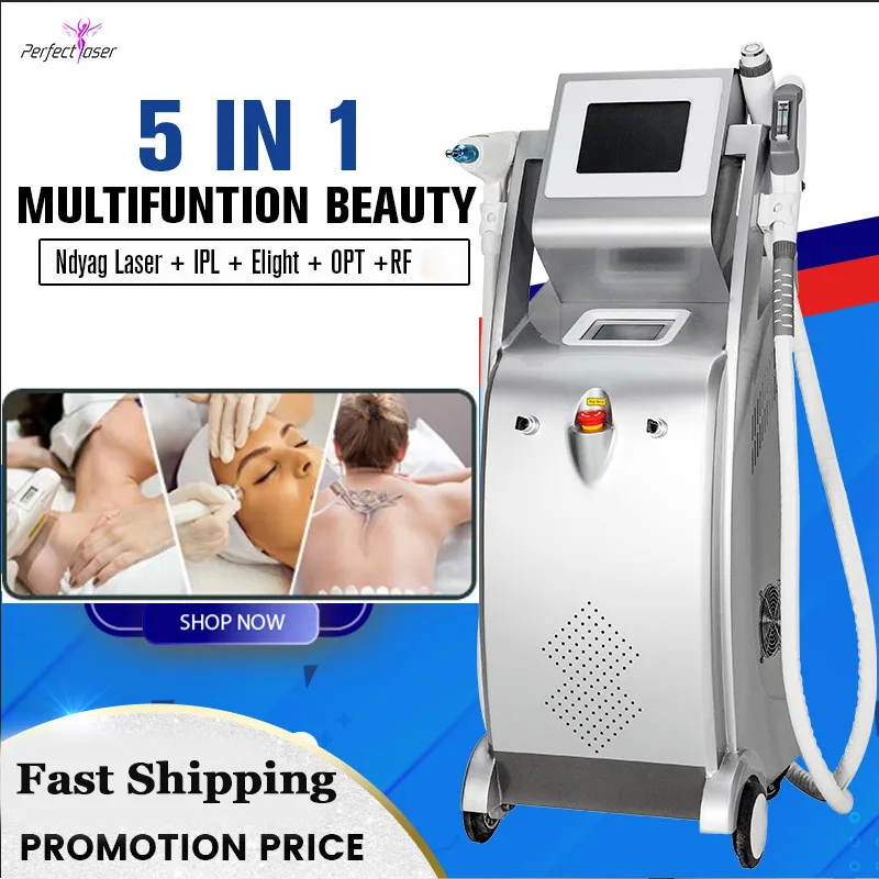 5 in 1 IPL laser RF skin lifting machine acne treatment wrinkle removal tattoo remover equipment for salon use with factory prices