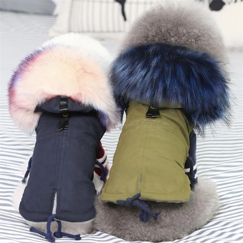 Winterkleding Luxe bont kraagjas klein warm fleece gevoerde jas voor hond huisdier chihuahua kleding 30S1 T200902