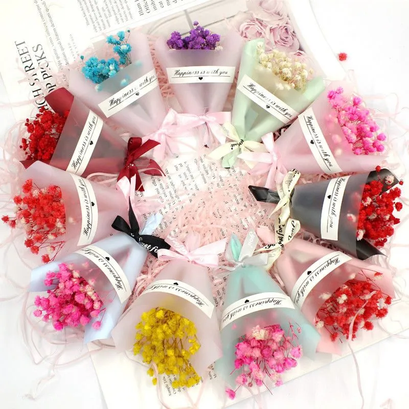 Mini Artificial Flowers Bouquet Party Favor Valentines Day Wedding Wreaths Silk Carnation New Years Christmas Decorations for Home