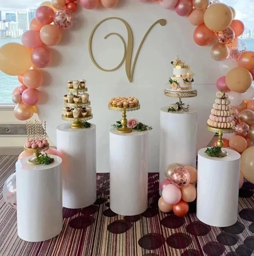 Decorazioni per matrimoni vacanze fai -da -te 3 pezzi rotondi per piedistallo art decorazioni art decorazioni per cake rastrelliere pilastri pilastri tavolo da dessert a0302