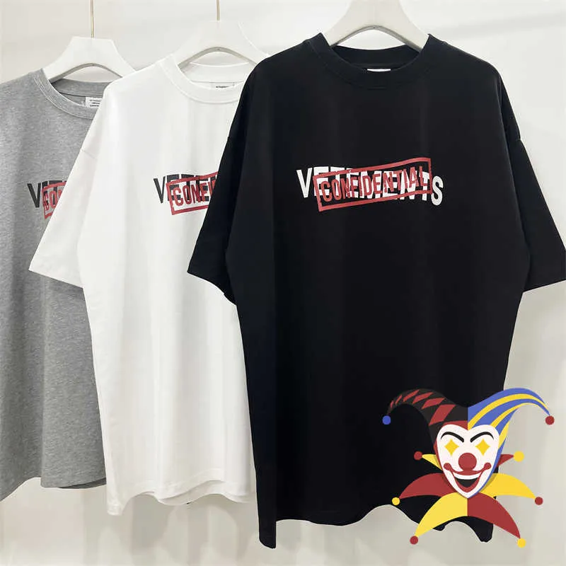 T-shirts Hommes Vetements T-shirt Hommes Femmes 1 1 Haute Qualité Surdimensionné CONFIDENTIEL Rouge Secret Seal T-shirt Tops VTM G230301