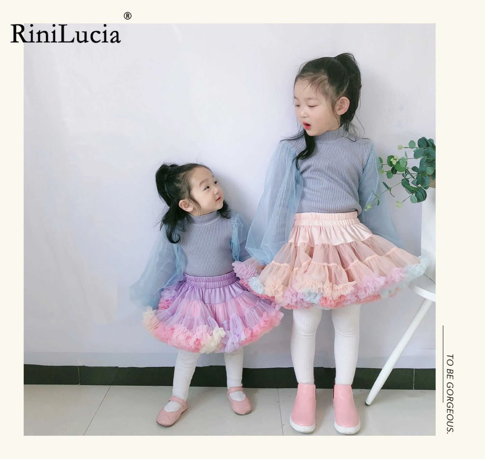 스커트 rinilucia baby girls tutu 스커트 아이를위한 어린이 아이들을위한 푹신한 얇은 명주 그물 화려한 메쉬 스커트 소녀 신생아 파티 공주 소녀 옷 t230301