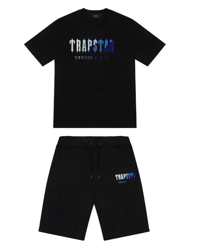 Męskie Trapstar T Shirt z krótkim rękawem Wydruk Chenille Tracksuit Black Cotton London Streetwear Motion 2023