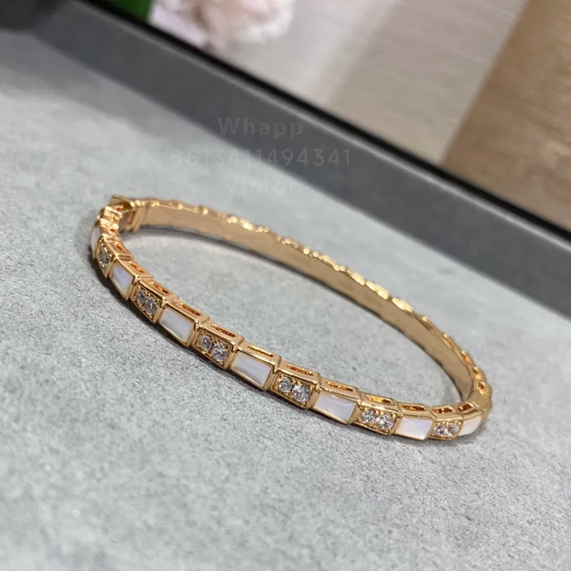 BUIGARI Serpentine scale single bangle for woman diamond Gold plated 18K luxury highest counter quality fashion classic style Never fade exquisite gift 025