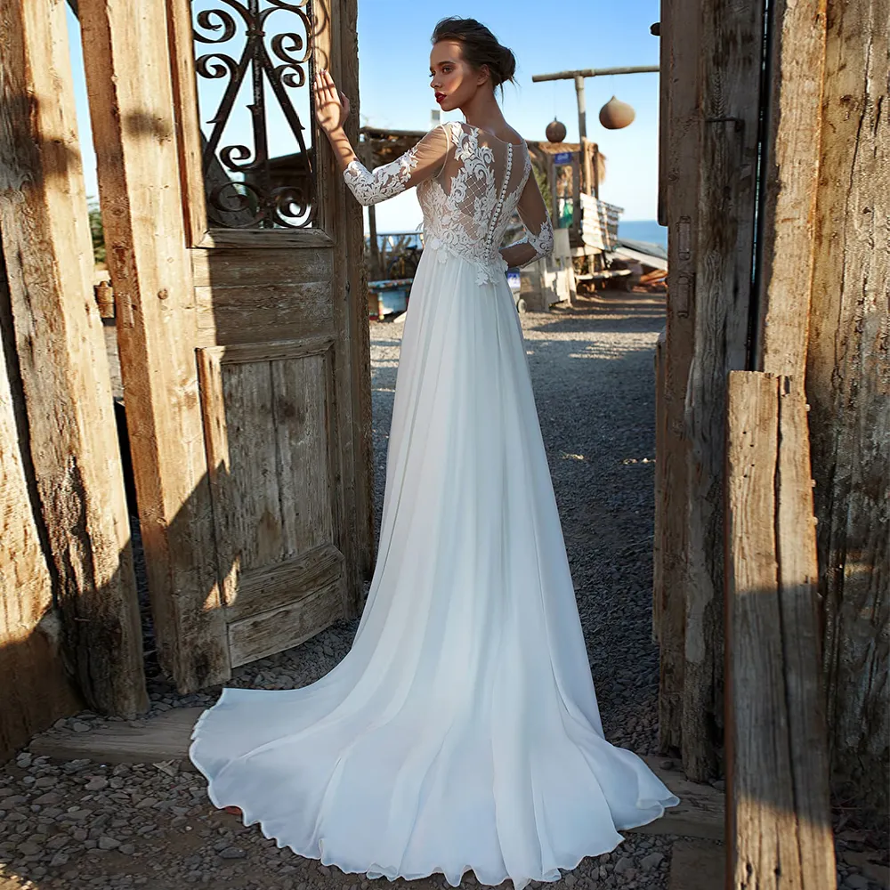 empire waist wedding dress long sleeve Ruched Plunging Neck Empire Cape Sleeve Wedding Dress