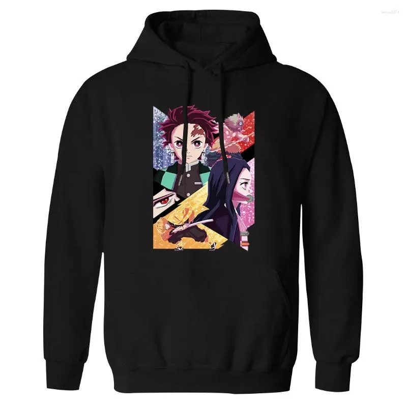 Herrtröjor kimetsu no yaiba mens hooded hip hop tröjor och hoodie outwear standard mans klädtoppar retro hoody tracksuits homme