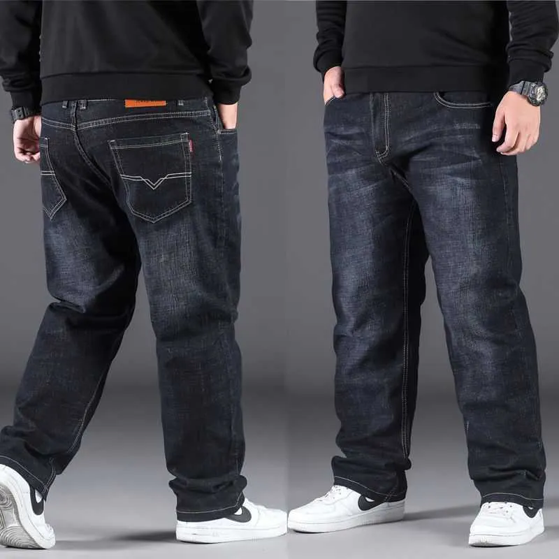 Herren Jeans 10XL Oversize Schwarze Jeans Männer Plus Größe 50 Denim Hosen Ehemann Atmungsaktive Lose Hosen Männer Streetwear Baggy Jeans Casual Hosen 230302