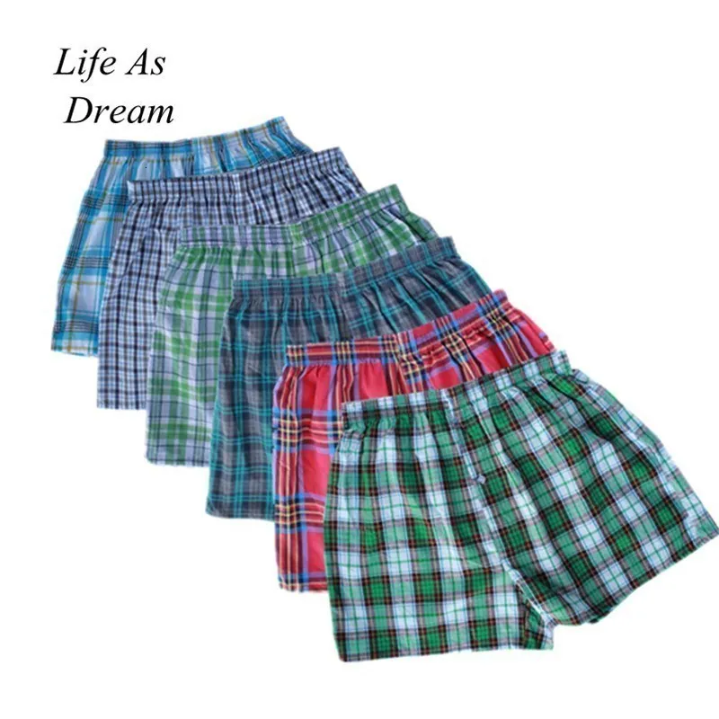 Unterhosen M-4XL Klassische Plaid Männer Boxer Shorts Herren Unterwäsche Trunks Baumwolle Cuecas Unterwäsche boxer für männliche Höschen 4PCSlot 230301