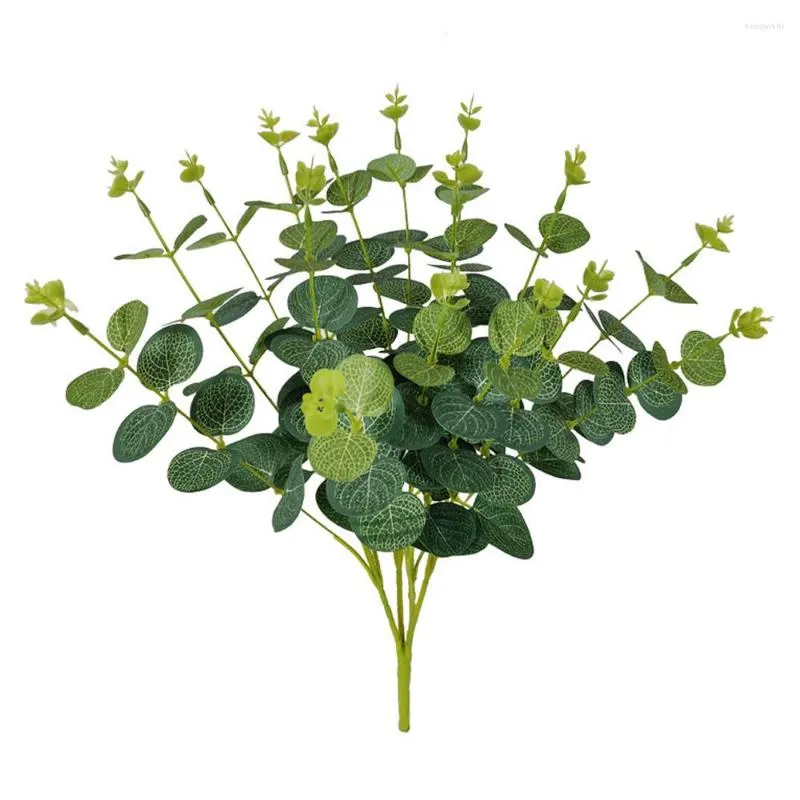 Fleurs décoratives 5 pièces 46 cm plante artificielle feuilles d'eucalyptus en plastique plantes vertes faux bricolage maison mariage décorations de noël