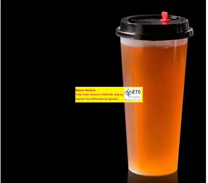 700ml24oz Bevande calde fredde Bicchieri per succhi Caffè Tazze da tè al latte Addensare Bicchieri per bevande in plastica trasparente usa e getta con coperchio