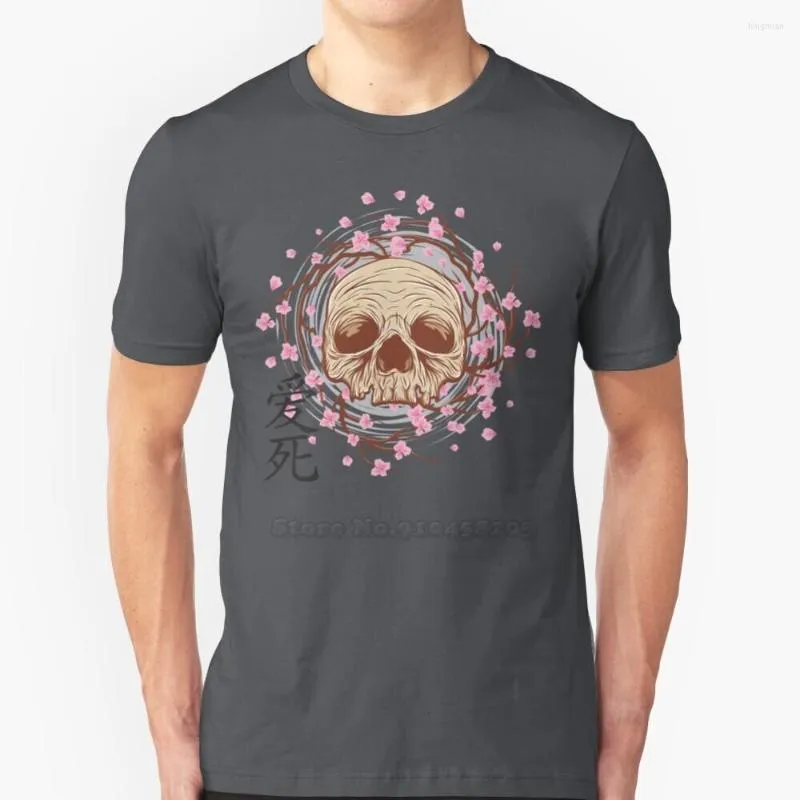 Camisetas de Cherry Blossom Skull Skull Sleeved Short S-Sleeved Harajuku Hip-Hop Tops