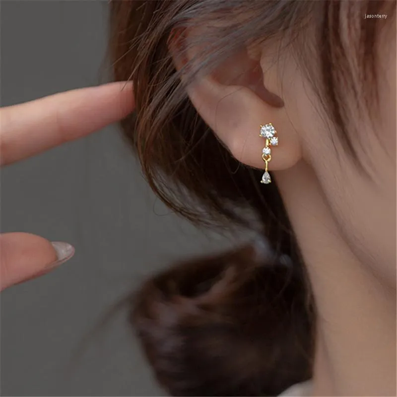 Stud -oorbellen 925 Sterling Silver Tassel Zirkon Oor Piercing voor vrouwen Girls Wedding Party Birthday Fine Jewelry Cadeau B132