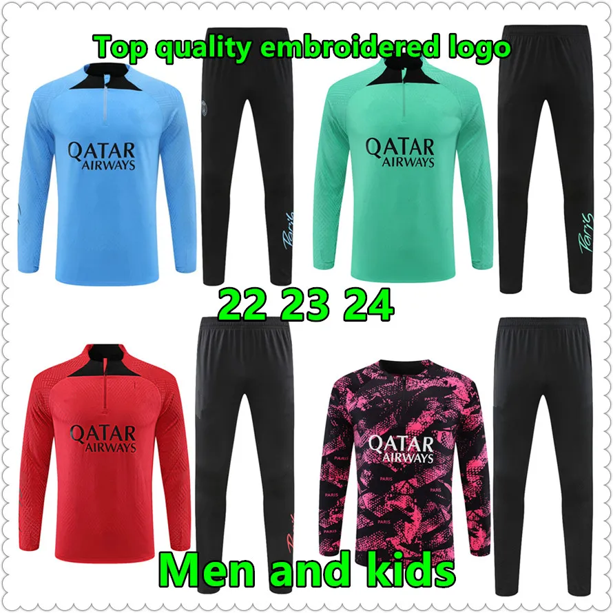 22 23 24 psgS mannen en kinderen voetbal trainingspak jersey maillot set MessiS mbappe heren voetbalshirts training trainingspakken jas chandal survetement foot kit