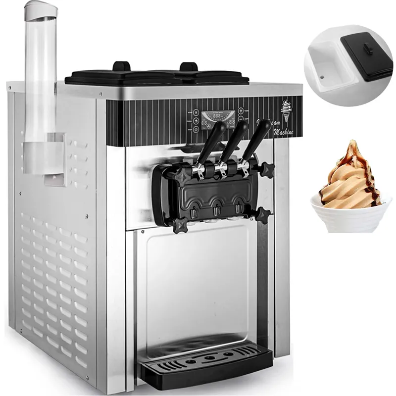 Commercial Soft Server Ice Cream Machine Automatisk Ice Softy Cream Making Machine 220V Rostfritt stål