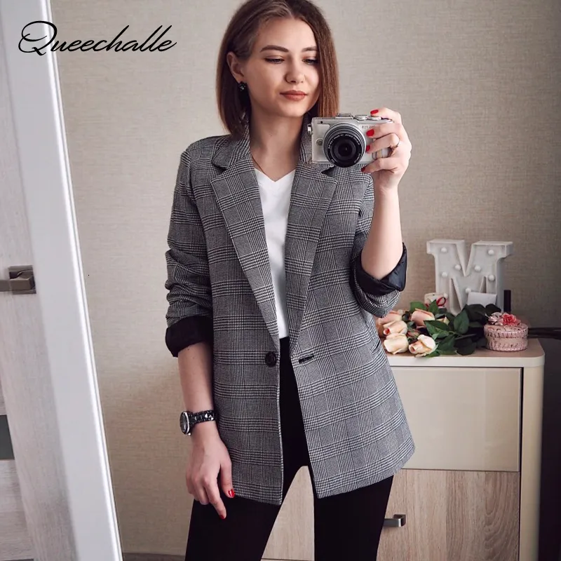 Abiti da donna Blazer Moda Primavera Autunno Donna Blazer e giacche scozzesi Lavoro Office Lady Suit Slim Formal Business Blazer da donna 230302