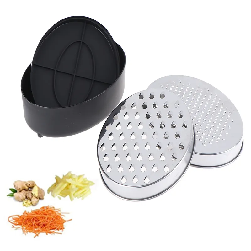 Ostverktyg Slicer Grater Effektiva grönsaker Rostfritt stål Oval Box Container Frukter Snabbt Clean Clean Multifunctional 230302