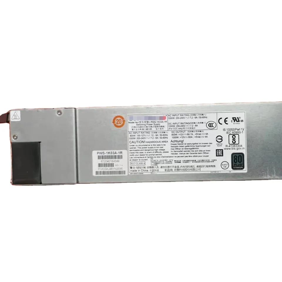 Supermicro 1000W 1U 중복 전원 공급 장치 용 PWS-1K03A-1R