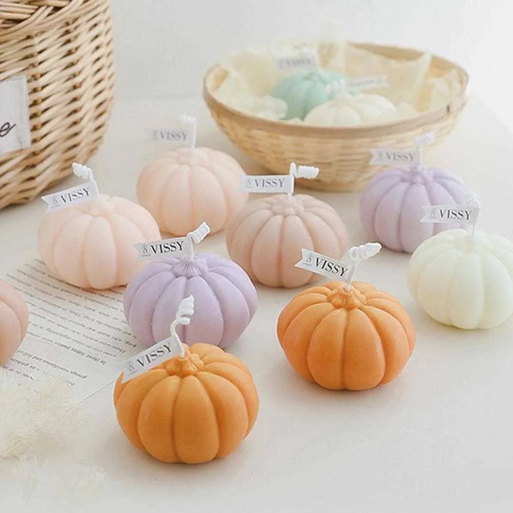 Scented 3D Pumpkin Creative Handmade Aromatherapy Photo Props Gift Halloween Decoration Candle Home Decorations A1H0