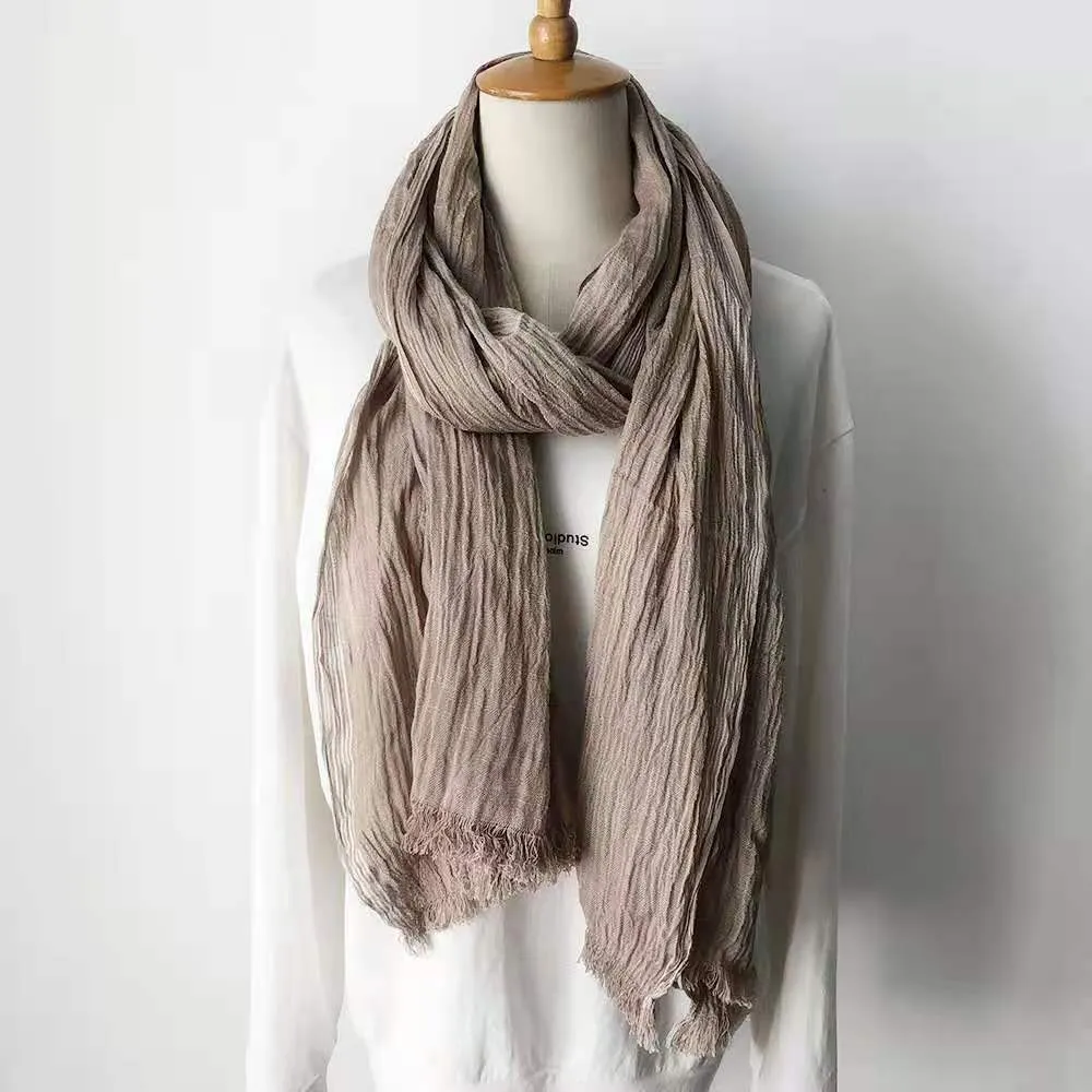 Japanese Cotton Linen Scarf: Blue/Black Stripes, Ethnic