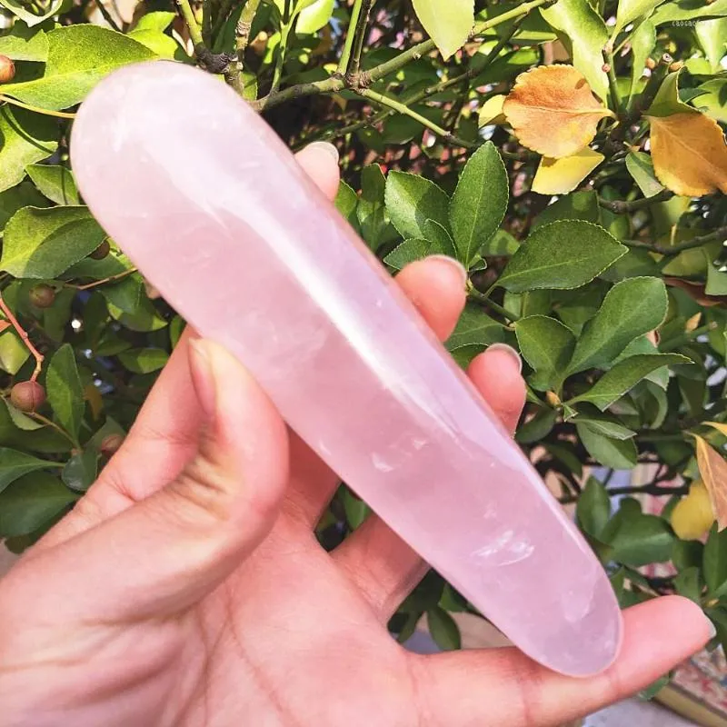 Decoratieve beeldjes 14-16 cm Natuurlijke rozenkwarts Kristallen Wand Persoonlijkheid Pink Massage Stick Gemstone Beauty Bar Yoni Healing for Women Gift