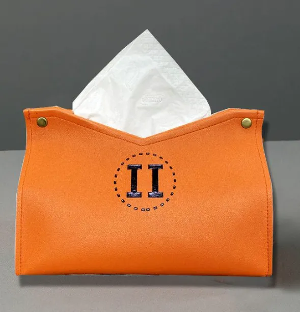 Fashion Tissue Boxes Casual Home Table Decoration Napkins Holder Orange Tissues Box Toilet Paper Dispenser Car Deco Napkin Case