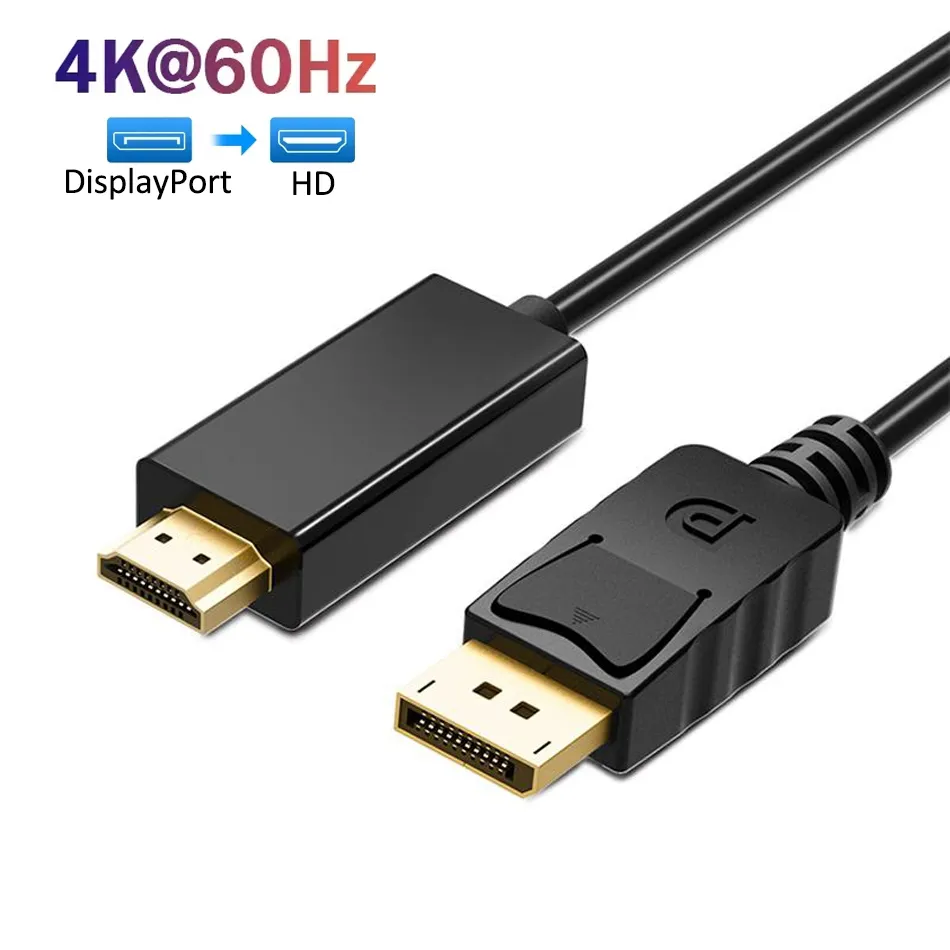 1,8 m/6ft 4K DisplayPort DP naar HDTV Cables Adapter 1080p Display Port naar HD Converter voor PC -laptopprojector