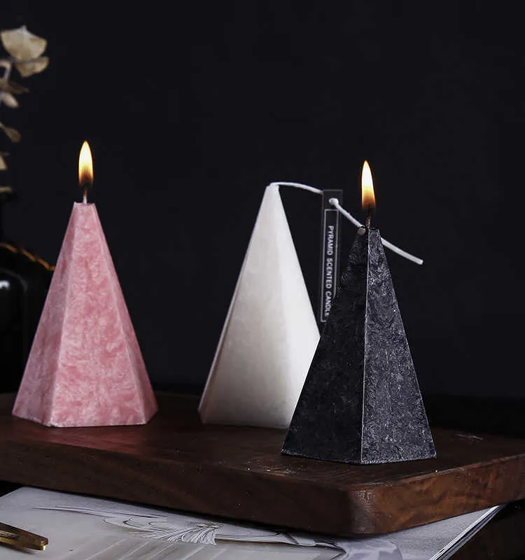 Nordic Geometric Cone Scented Home Decor Accessories for Bedroom Dining Table Centerpieces Candle Light Dinner