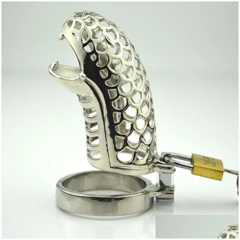 Other Health Beauty Items Snake Shape Male Stainless Steel Cock Cage With Penis Ring Bondage Lock Chastity Device Adt Bdsm Toy 950 Dhfcd