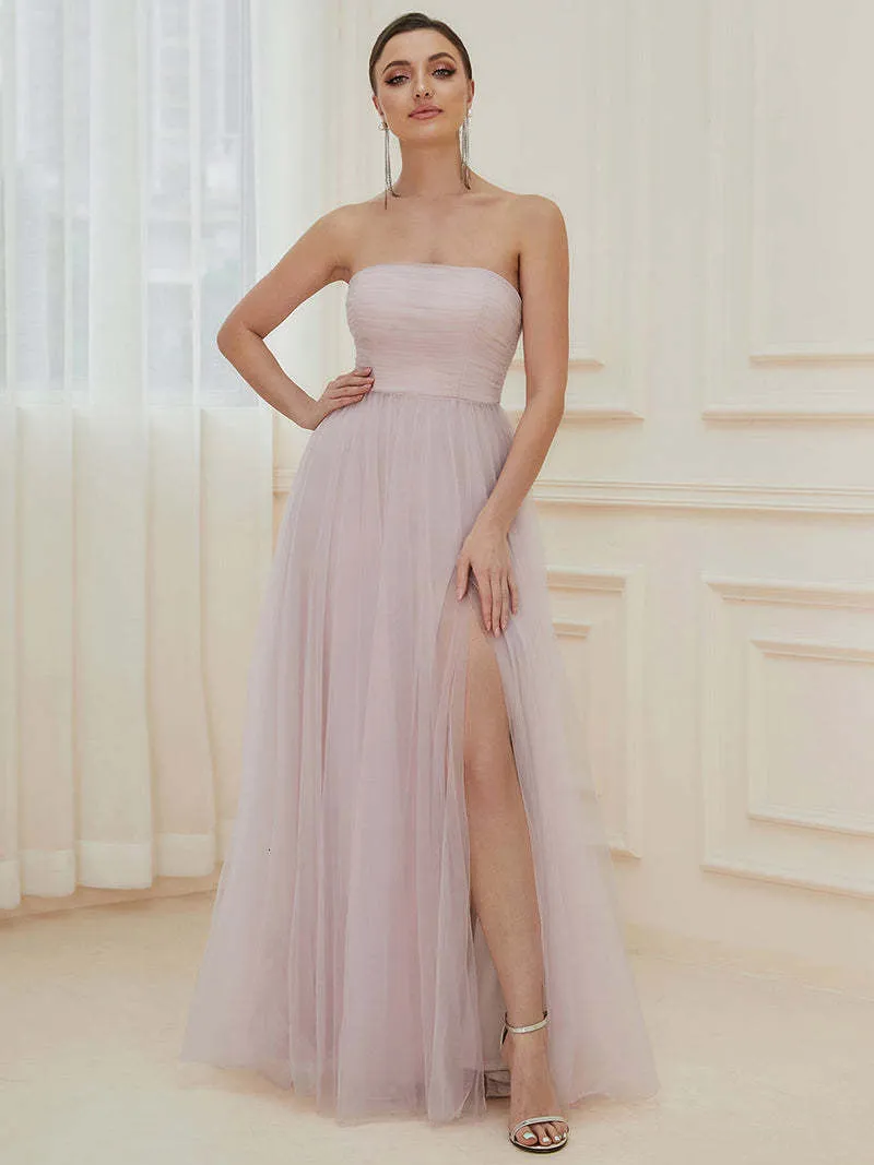 Party Dresses Luxury Evening Strapiess with Split Design 2023 of Chiffon Lilac Bridesmaid dress Gown 230301
