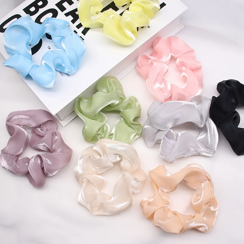 Glitter Silk Scrunchies Kobiety Wstążki Elastyczne opaski do włosów kucyk gumowy opaska Elegancka satynowa lina do włosów Akcesorium 1786