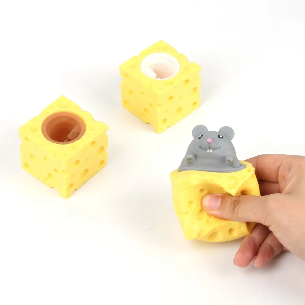 Jouet Anti-stress Souris Fromage - Lot De 3 - En TPR Souple - Pour Enfants Et Adultes - Détente Et Amusement - 10