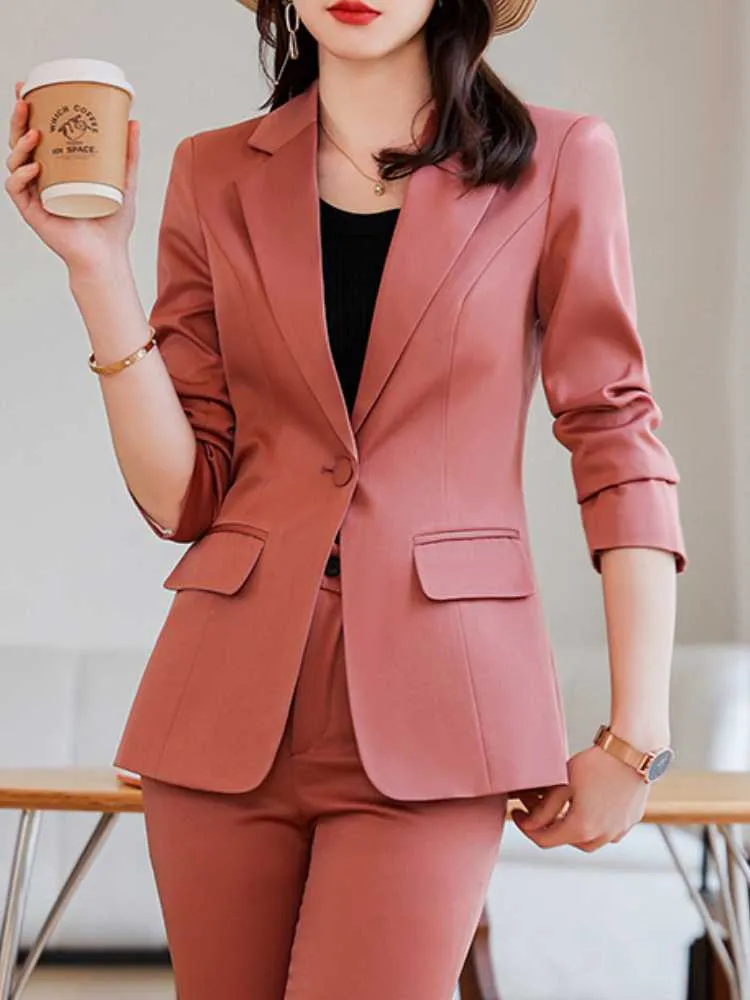 Women Casual Elegant Business Trousers Suit Office Ladies Slim Vintage  Blazer Pantsuit Female Fashion Korean Clothes Two Pieces