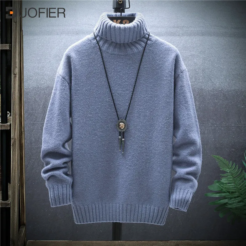 Męskie swetry zimowe męskie golf kaszmirowy Sweter Trend Pluszowy zagęszczający dno Sweter Sweet Solidny kolor swobodny moda męska ciepłe pulovery 230302