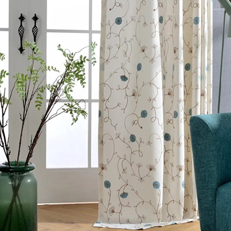 Curtain White Modern Floral Curtains For Living Room Bedroom Kids Embroidered Window Panel Drapes