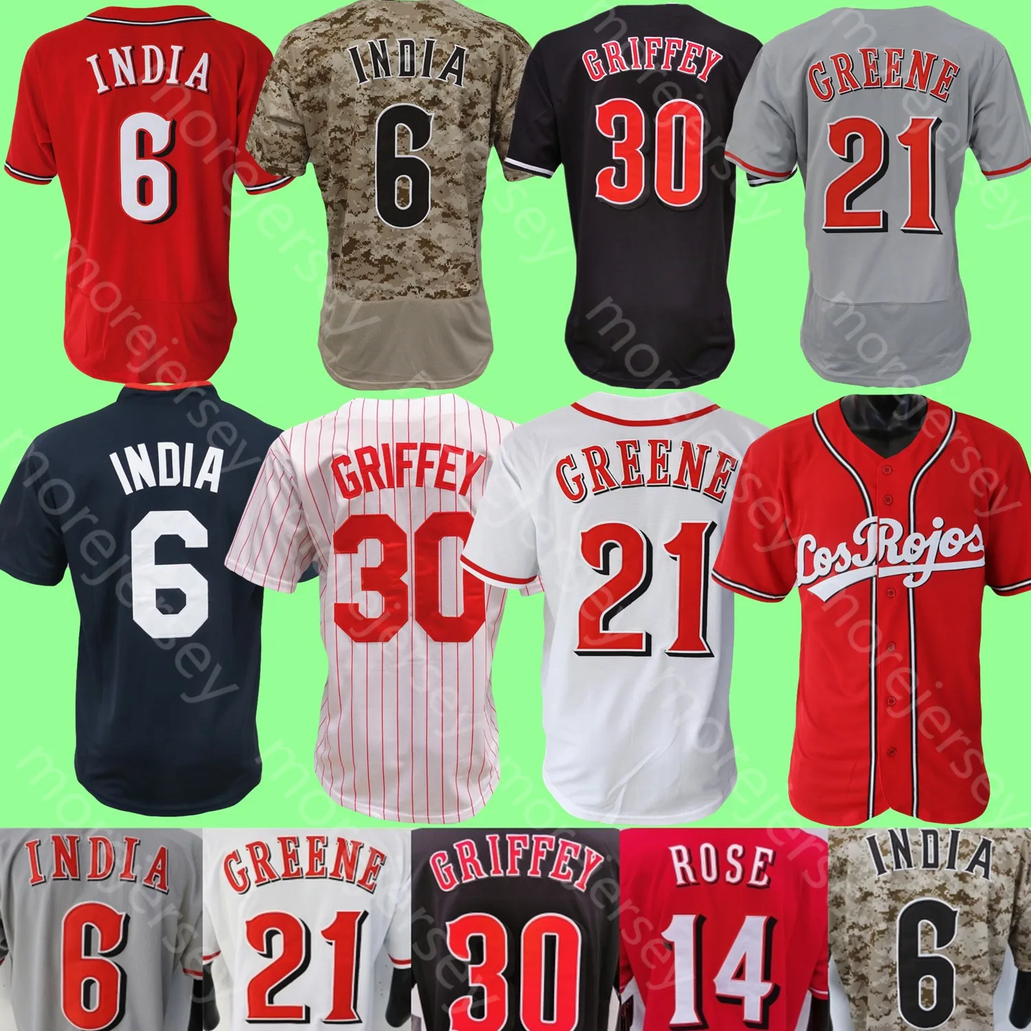 Jersey de baseball Jonathan Inde Ken Griffey Joey Votto Hunter Greene Johnny Bench Myers Pete Rose Senzel Larkin Benson Fairchild Fraley