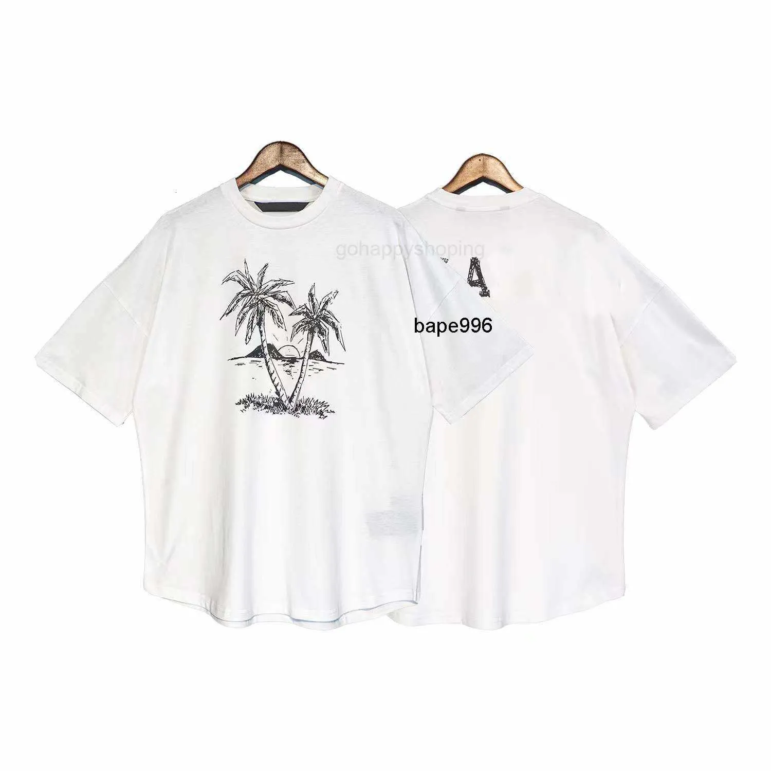 High Street Palms Tree Sketch Gedrukt T-shirt met korte mouwen 01