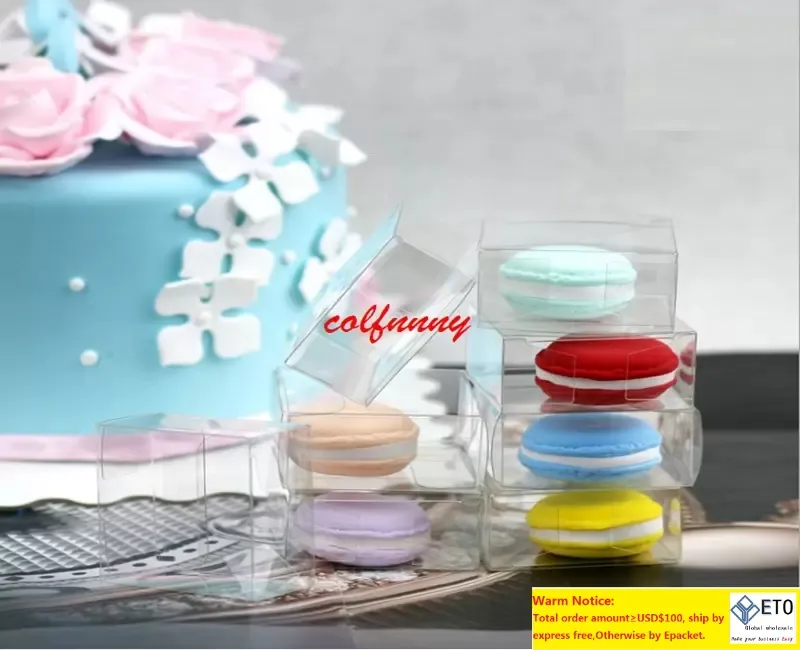 500pcslot Fast Shipping 5cm Clear Plastic Macaron Box for 1 Macarons Bomboniere Favors Candy Boxes