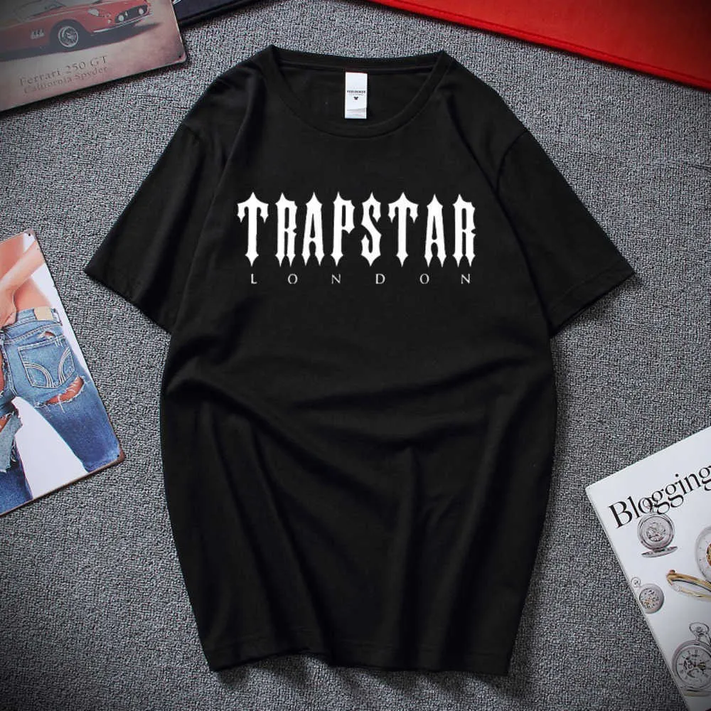 Ограниченная новая футболка Trapstar Tee London Мужская одежда Xs-2xl Мужская и женская модная рубашка Хлопковая брендовая футболка Motion Current 28ess