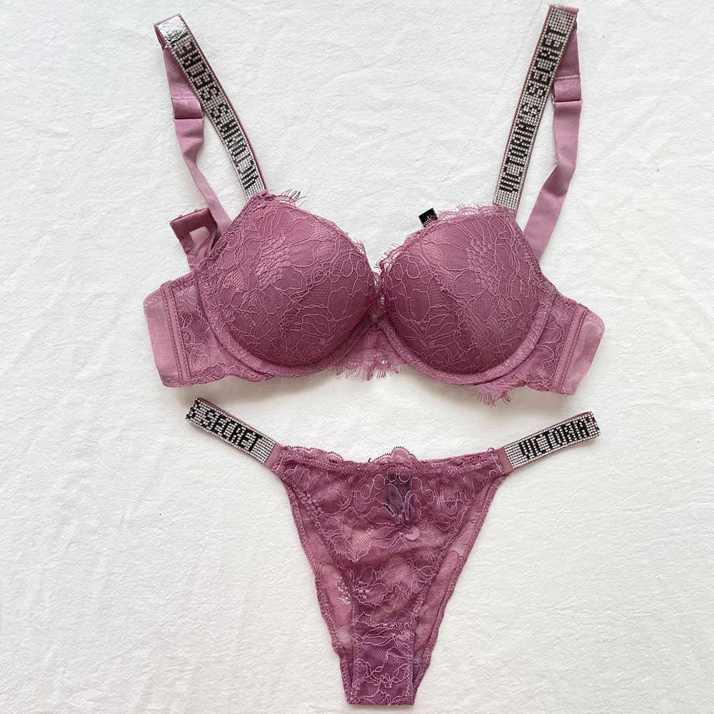 Exy Letter Bra And Panty Set Back With Lace Detailing, Push Up Panties, And Eamless  Pink Lingerie Perfect Gift For Women It7114998 From Cjpl, $21.99