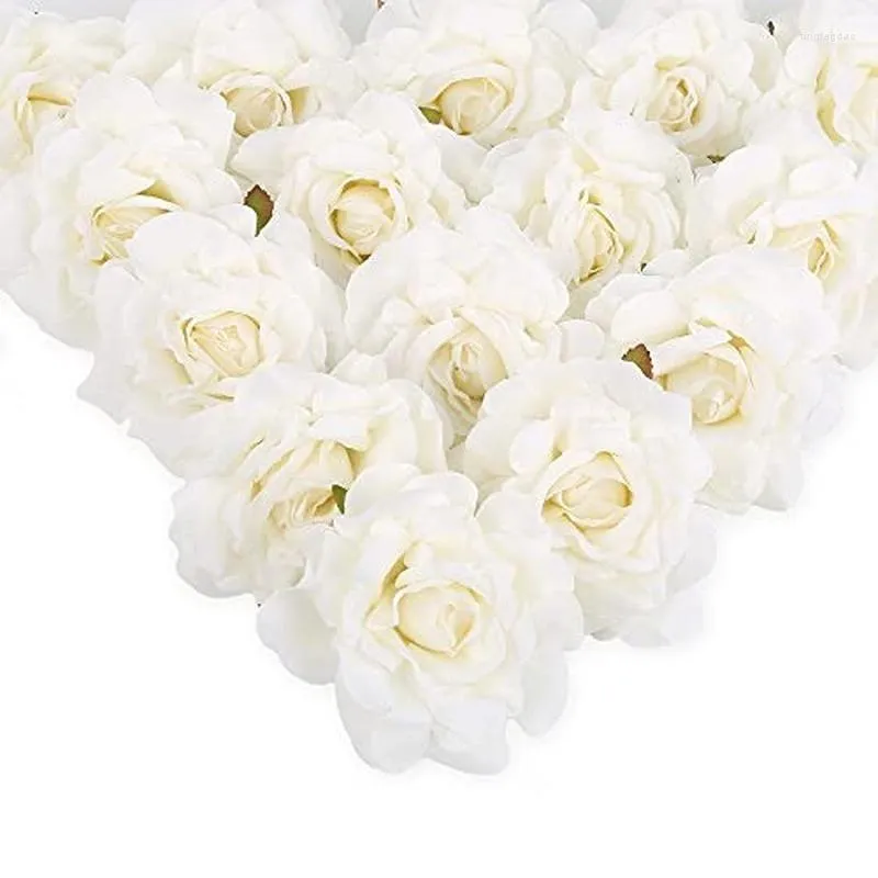 Fiori decorativi 20 pezzi 4,3 pollici Teste di rose artificiali per bouquet da sposa fai da te Baby Shower Composizioni floreali Decorazioni per la casa per feste
