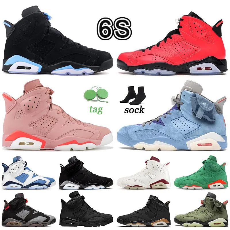Authentic jumpman 6s basketball shoes 6 men women sneakers outdoor trainers light blue sky blue UNC Millennial Pink Tvs Olive Triple Black Angry Bull Gatorade