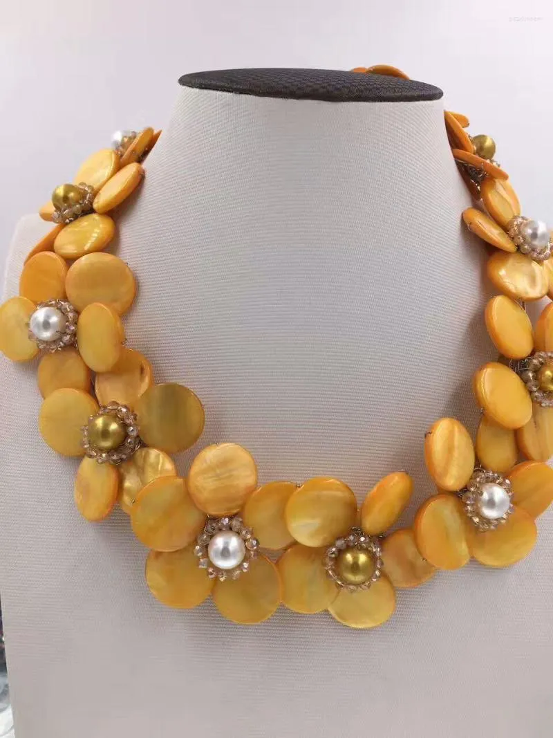 Chaînes Collier De Perles De Fleur De Coquillage Jaune Et Multicolore 18 pouces Cadeau De Vente En Gros FPPJ