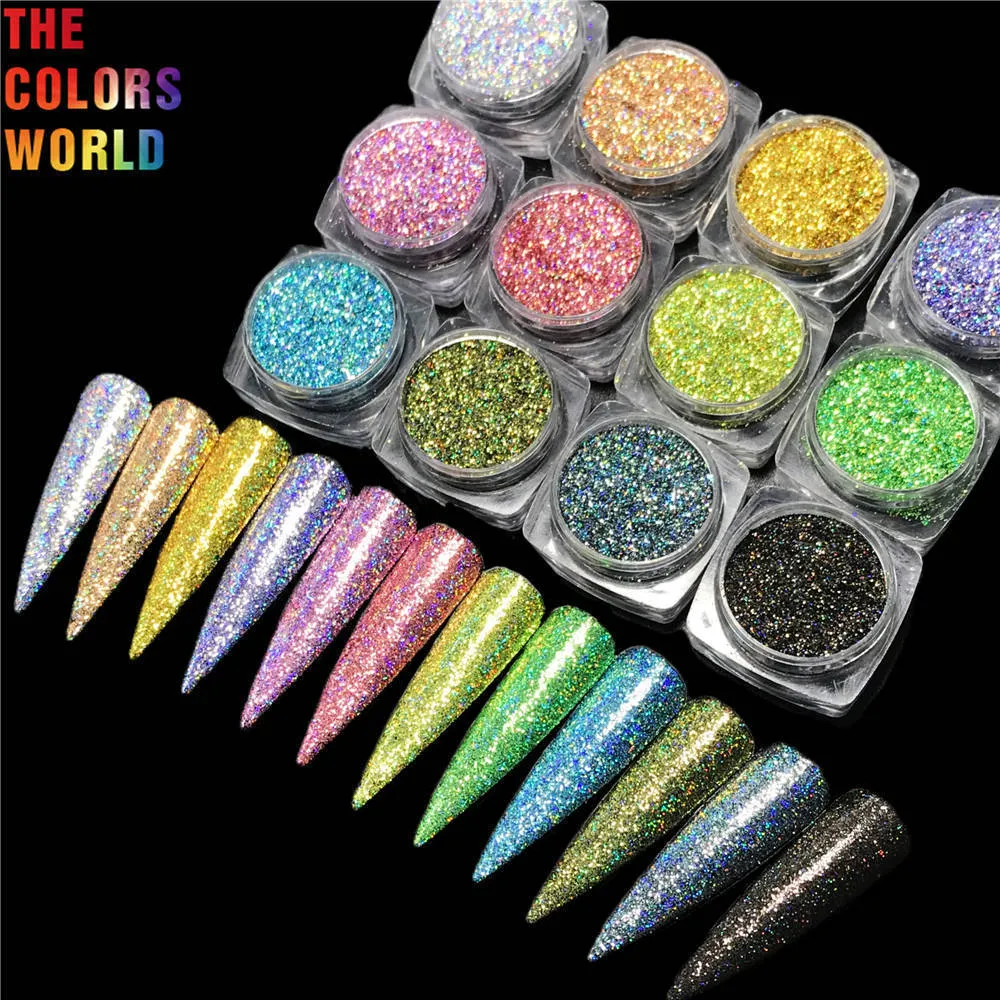 Nail Glitter TCT-336 Holographic Solvent Resistant Fine Hexagon Glitter Nail Art Decoration Cosmetics Gel Eye Shadow Makeuptumbler Crafts 230302